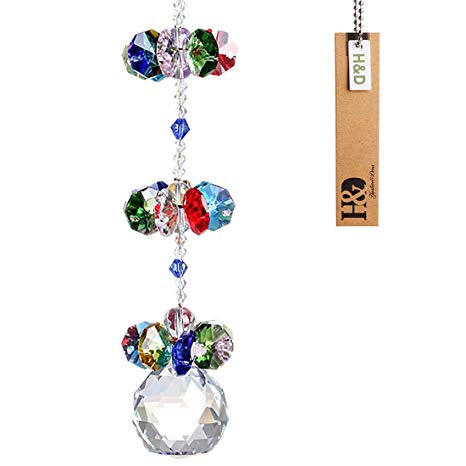 H&D Crystal Suncatcher Window Pendant Fengshui Rainbow Maker Chandelier Ball Prism (colorful)