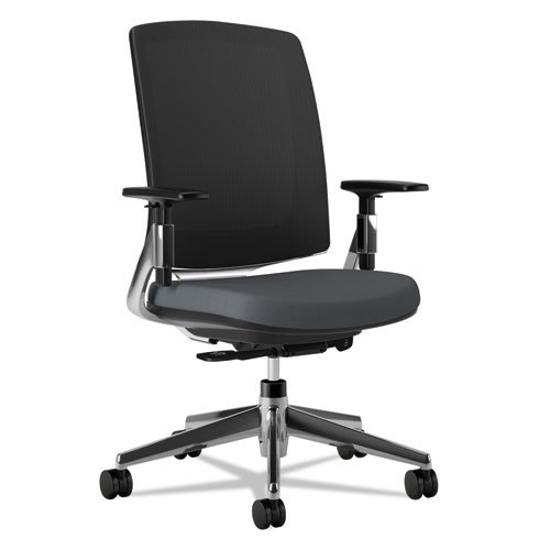 HON Lota Mid-Back Work Chair with Mesh Back and Polished Aluminum Base for Office or Computer Desk