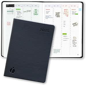 Inamio 24 Hourly Planner 2025 – 24 Hour Weekly and Monthly Appointment Book 2025 – Hardcover, Japanese Design – Minimalist Teacher Planner, Annual Planner with Time Slots – 8.5 x 11