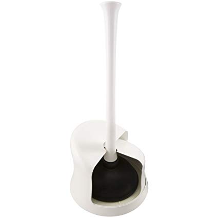 PlumbCraft Twist and Store Toilet Plunger with Storage Caddy - Maximum Power - Drip Free Design