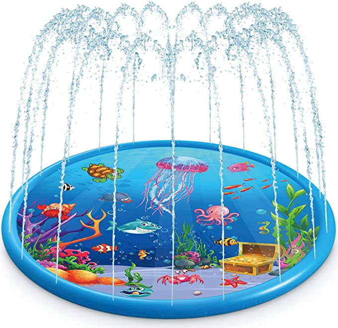 LEADNOVO Splash Pad for Kids, Sprinkler Play Mat 68" Kids Wading Pool Summer Toddlers Outdoor Water Toys for 2-12 Years Old Babies Boys Girls Children