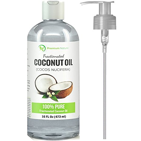 Premium Nature Fractionated Coconut Oil, Skin Moisturizer, Natural Carrier Oil, Therapeutic, Odorless, 16 Oz Clear