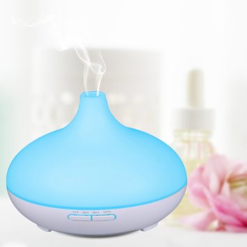 Aromatherapy Diffuser Ultrasonic Mist Humidifier-300ml Essential Oil Diffuser for Office BedroomYoga Baby Room By Cootree with Optional 7 Color Changing LED Lights AUTO Shut off Function