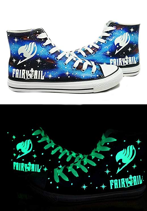 Telacos Fairy Tail Anime Logo Cosplay Shoes Canvas Shoes Hand-Painted Shoes Sneakers Luminous