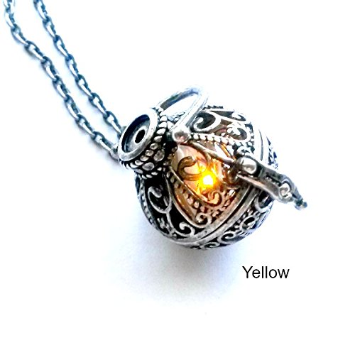 Light Up Necklace Magical Amber glowing battery operated LED Handmade Gift by Aunt Matilda's Jewelry Box