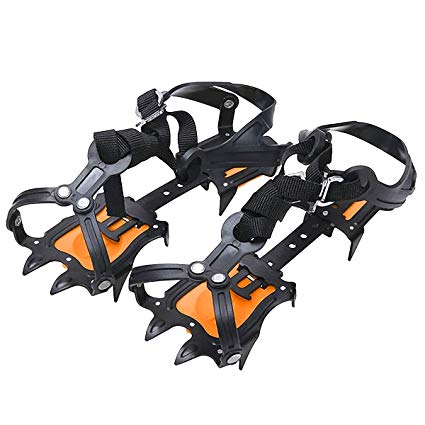 Walsilk Crampons Traction Cleats Spikes Snow Grips,Anti-Slip Stainless Steel Crampons for Mountaineering & Ice Climbing