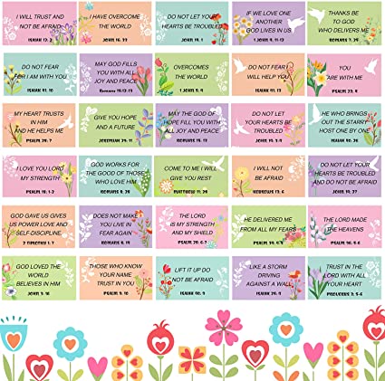 120 Pieces Bible Verse Cards Mini Prayer Cards for Women and Men with Full Scripture Religious Motivational Be Afraid Theme Natural Scenery Bible Verse Cards, 30 Styles (Vivid Style)