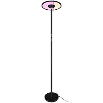 FrenchMay Dimmable LED Torchiere Floor lamp, Adjustable Floor Lamp, Reading Lamp with Colored Lights, 24W, 5000K Daylight Brightness, 200W Equivalent, for Living Room, Bedroom, Dorm, and Office