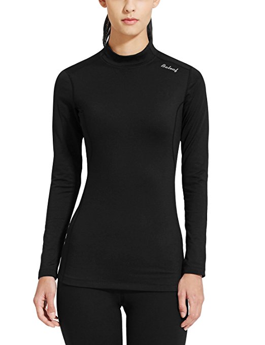 Baleaf Women's Fleece Thermal Mock Neck Long Sleeve Running Shirt Workout Tops