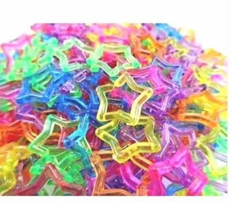 Power of Dream Star Shape Clear Color Chain Links Plastic Neon Toy Parrot Bird Foot Parts Kid DIY 100pcs