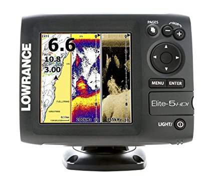 Lowrance 000-11145-001 Elite-5 HDI Combo with Basemap and 83/200-455/800 KHz Transducer (Discontinued by Manufacturer)