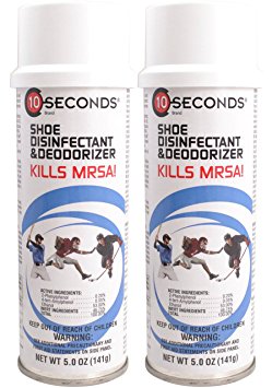 10-Seconds Shoe Deodorizer and Disinfectant - The Only EPA-Approved Shoe Disinfectant effective against Bacteria, Fungus, Mold, and Mildew (Pack of 2)
