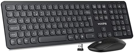 Wireless Keyboard and Mouse Set【Stylish & Slim】VicTsing Wireless Mouse and Keyboard UK with Comfortable Soft Scissor Key, Plug and Play for Laptop, Computer, PC, Windows, Mac, etc.