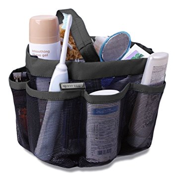 Bathroom Oxford Hanging Bag,Mesh Shower Caddy,Quick Dry Shower Tote Bag,Makeup Toiletry Organizer with 8 Storage Compartments for Shampoo,Conditioner,Soap and Other Bathroom Accessories, Black