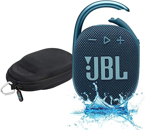 JBL Clip 4 Waterproof Portable Bluetooth Speaker Bundle with Megen Protective Hardshell Case (Blue)