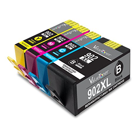 Valuetoner Remanufactured Ink Cartridge Replacement for HP 902XL 902 XL High Yield Compatible for HP OfficeJet Pro 6968 6978 6954 6958 6962 6970 6975 Printer (1 Black, 1 Cyan, 1 Magenta, 1 Yellow)