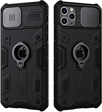 Nillkin iPhone 11 Case, CamShield Armor Case with Slide Camera Cover, PC & TPU Impact-Resistant Bumpers Protective Case with Ring Kickstand for iPhone 11 6.1 inch (2019) - Black