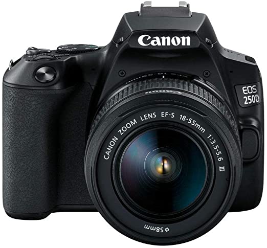 Canon EOS 250D (Rebel SL3) DSLR Camera w/ 18-55m DC Lens (International Model)