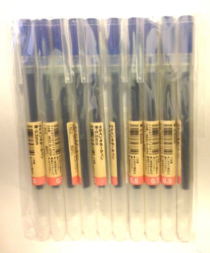 MoMa MUJI Gel Ink Ball Point Pen 0.5mm Blue color 10pcs
