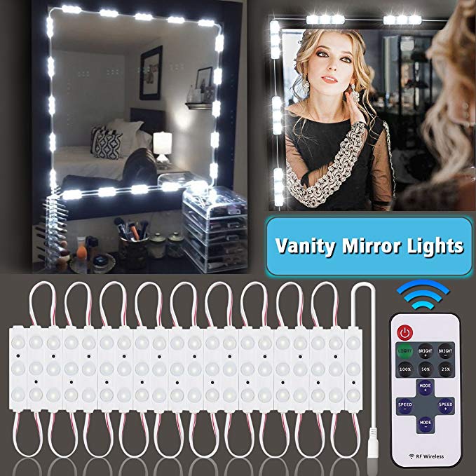 LED Vanity Mirror Lights Kit - Updated, KingSo 2400Lumens Dimmable 13ft 60LED Strip Lights with Remote, Waterproof IP65 Daylight White Hollywood Makeup Dressing Table Vanity Set in Dressing Room