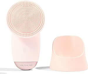 YouthLab SoniGlow, Pink, Silicone Facial Skin Cleansing Brush, Electric, Vibrating, Scrubber, Hygienic, Exfoliation, Massage, Firm, Tone, Blackheads, Pores, Waterproof, Rechargeable, Makeup Removal