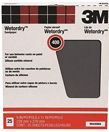 3M Pro-Pak Wetordry Between Finish Coats Sanding Sheets, 400A-Grit, 9-Inch by 11-Inch