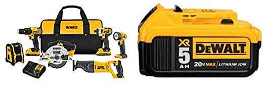 DEWALT DCK620D2 20V MA Compact 6-Tool Combo Kit with DCB205 20V MAX XR 5.0Ah Lithium Ion Battery-Pack