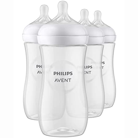 Philips AVENT Natural Baby Bottle with Natural Response Nipple, Clear, 11oz, 4pk, SCY906/04