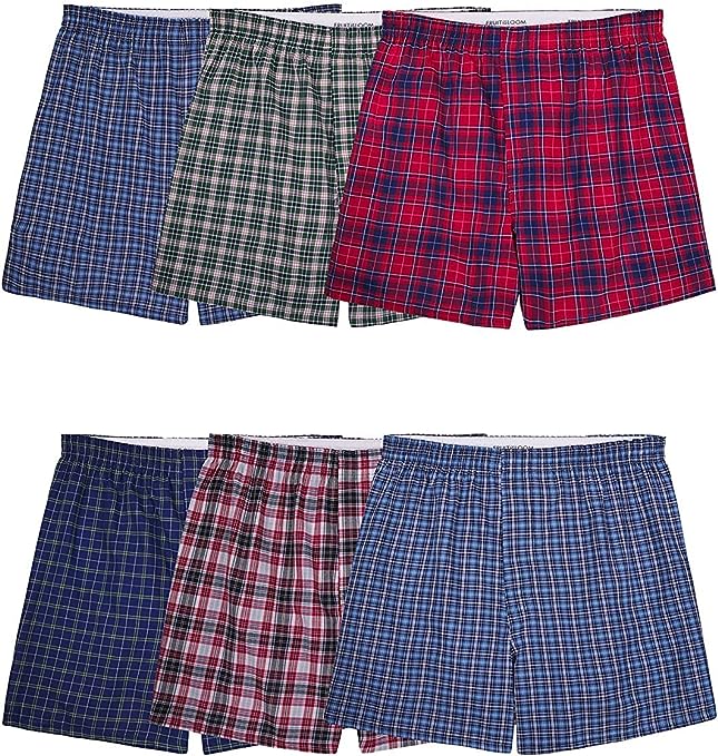 Fruit of the Loom Men's Tag-Free Boxer Shorts (Knit & Woven) (Pack of 6)