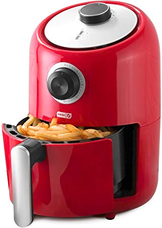 Dash Compact Air Fryer 1.2 L Electric Air Fryer Oven Cooker with Temperature Control, Non Stick Fry Basket, Recipe Guide   Auto Shut off Feature - Red