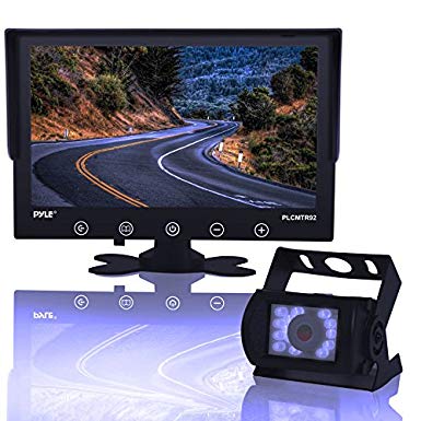 Backup Rearview Camera Monitor System - Car Truck Reverse Parking Waterproof Monitor Kit w/ 9" LCD Display Monitor, Night Vision, Anti-Glare, for Truck, Trailer, Vans, DC 12-24V - Pyle