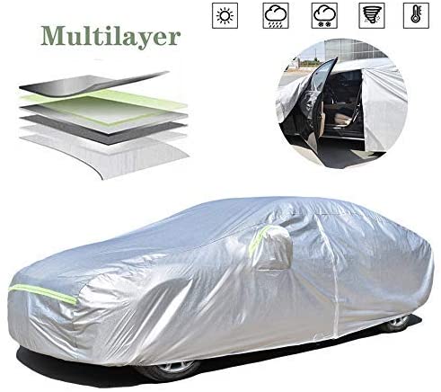 AOYMEI Full Car Cover Waterproof All Weather, Automobile Cover Sunproof Rainproof Windproof Scratch Resistant Reflective Strips Cotton Inside (Sedan, fit Length (196’’-208’’))