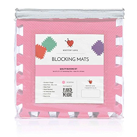 Blocking Mats for Knitting Set, Extra Thick .78 inch, Steam and Wet Block, Durable, Storage Bag Included, Easy to Use, Easy to Store (Rose Pink)
