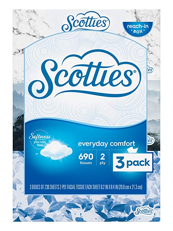 Scotties Everyday Comfort Facial Tissues, 230 Tissues per Box, 3 Pack