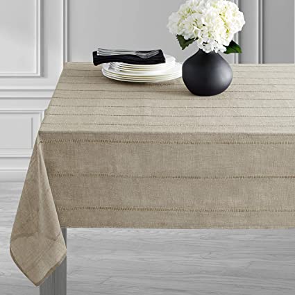 Benson Mills CORI Sheer Lightweight Tablecloth, 60X84 INCH, Linen