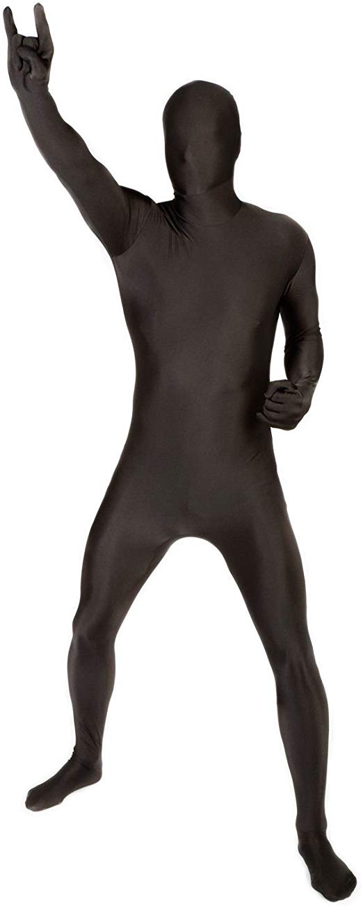Adults MSUIT Black Second Skin Halloween Fancy Dress Costume - size Large - 5'3-5'9 (159cm-175cm)