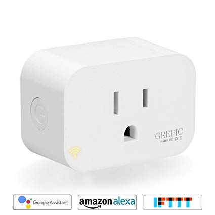 Wi-Fi Smart Plug Compatible With Alexa and Google Assistant,Grefic Mini Wireless Smart Outlet-Remote Control Your Device From Anywhere, No Hub Required,Energy Monitoring and Timer Function