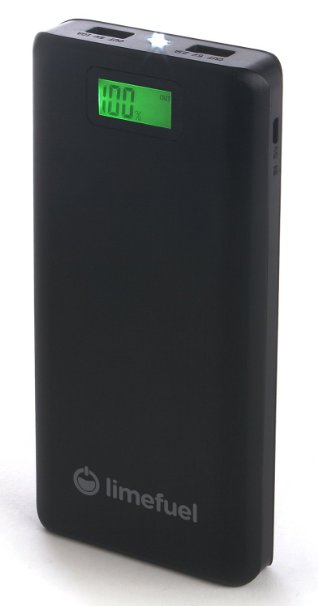 Limefuel Lite LP150X 15000mAh 5V/2.1A USB External Battery Pack Charger with Flashlight - Black