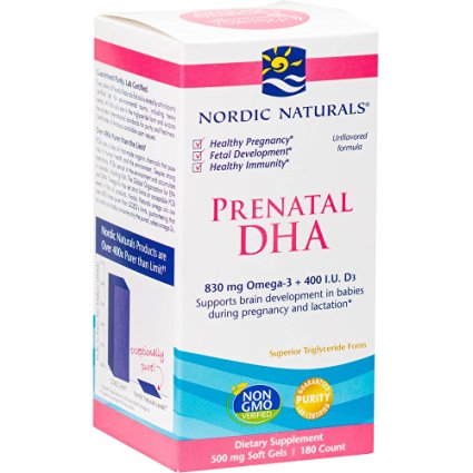 Nordic Naturals - Prenatal DHA, Supports Brain Development in Babies During Pregnancy and Lactation, 180 Soft Gels (FFP)