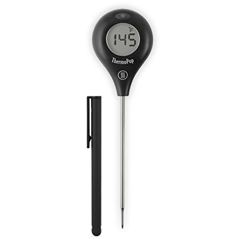 ThermoWorks ThermoPop Super-Fast Thermometer with Backlit Rotating Display (Black)