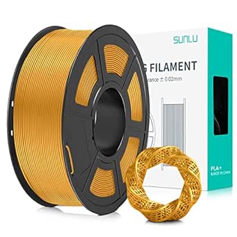 SUNLU Filamento PLA  1.75 mm per Stampante 3D e Penne 3D, Filamento PLA Plus 1KG,Neatly Wound, Precisione di Tolleranza del Filamento  /- 0.02 mm (Oro)