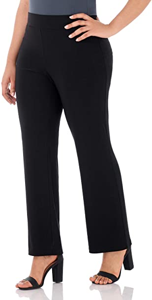 Rekucci Curvy Woman Classic Soft Knit Straight Leg Plus Size Pant