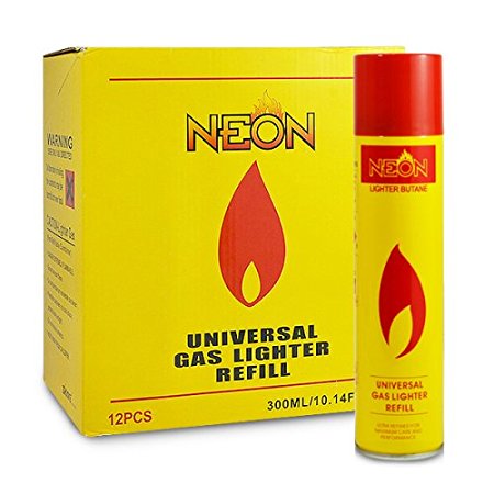 12 cans (1 case) of Neon 300ml Ultra Refined Butane Fuel