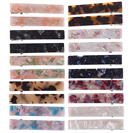 VAIPI 20 Pieces Acrylic Resin Hair Clips Rectangle Duckbill Clips with Marble Pattern Hair Barrettes for Women