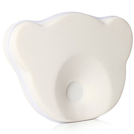 Baby flat head pillow - Head Support During Awake Hours - Organic Cotton - White - Huskkling