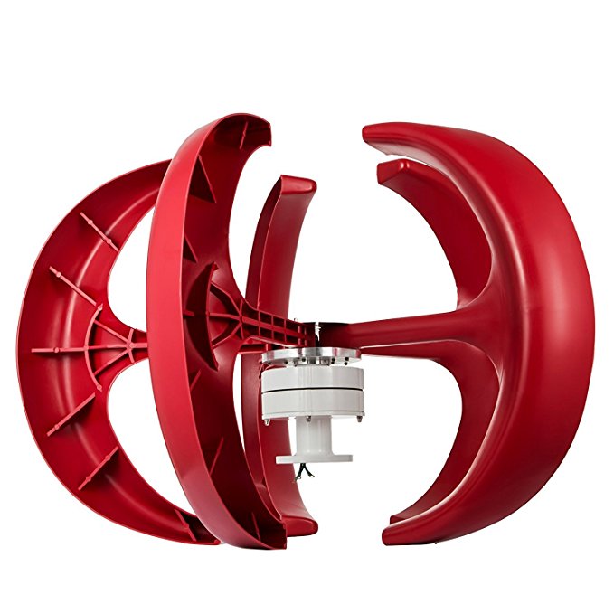 VEVOR Wind Turbine 400W 12V Wind Turbine Generator Red Lantern Vertical Wind Generator 5 Leaves Wind Turbine Kit with Controller No Pole (400W 12V)