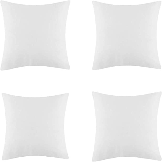 Iyan Linens Ltd 4 Pack of Size 18" x 18" Cushion Pad – Cushion Inner (45cm x 45cm) - Pure White Plump Luxury Sham Inserts with Bounce Back Hollow Fibre, Standard Square – MADE IN UK