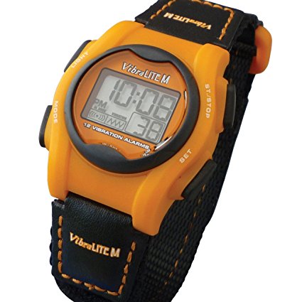 VibraLITE Mini 12-Alarm Vibrating Watch - Black & Orange