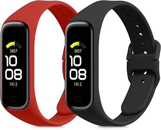 kwmobile Pulsera Compatible con Samsung Galaxy Fit 2-2X Correa de TPU para Reloj Inteligente - Negro/Rojo