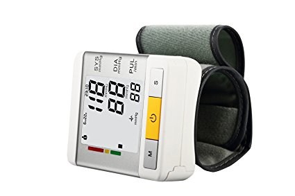 Fam-health Automatic Wrist Blood Pressure Monitor FDA Approved with Portable Case, Two User Modes, Adjustable Wrist Cuff,IHB Indicator and 90 Memory Recall --- White [2017 NEW VERSION] (Yellow)